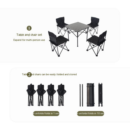 Outdoor Picnic Barbecue Folding Table And Chair Set