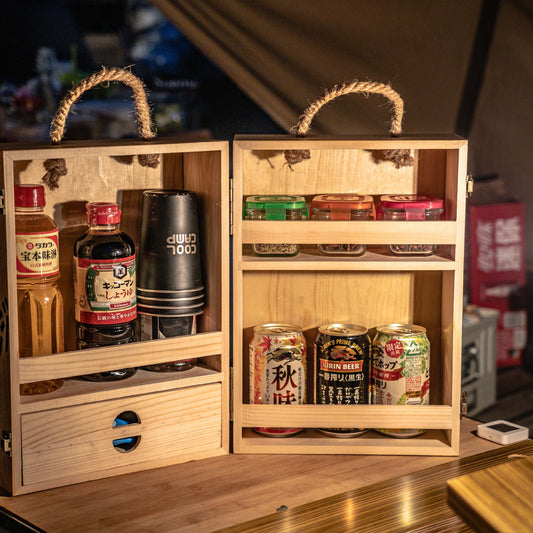 Outdoor Camping Pine Wood Seasoning Storage Box