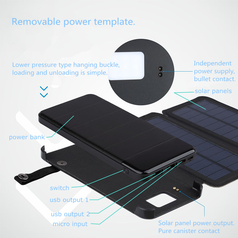 Detachable multi-chip solar mobile power supply folding type