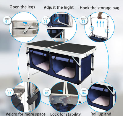 Popular Camping Folding Table With Cloth Cabinet