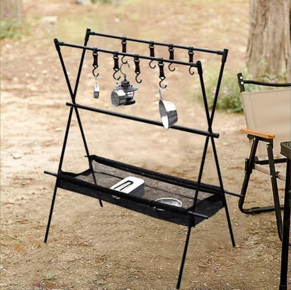 Outdoor Camping Portable Double-layer Storage Rack